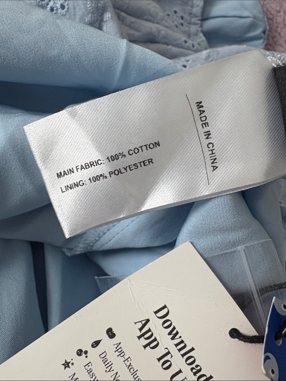 CIDER blue cotton V-neck broderie anglaise floral button midi dress - Picture 7 of 7